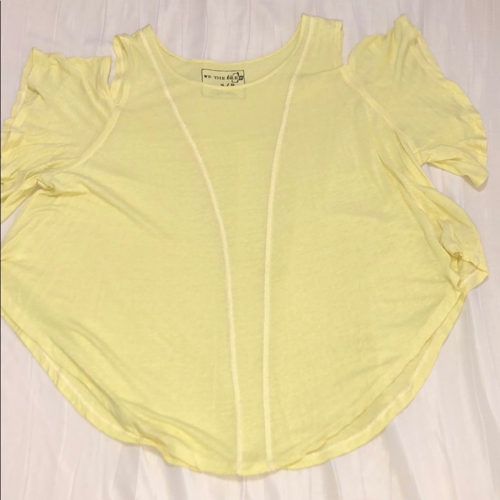 Free People yellow cut out sleeve top